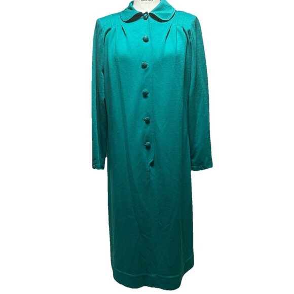 Vintage Mendel of Dallas Midi Teal Shift Dress Peter Pan Collar Mod 70s - Picture 7 of 10